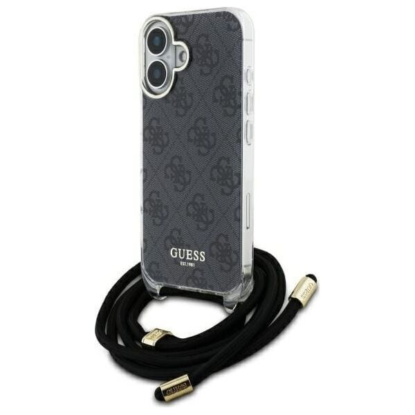 Guess Guess GUHCP16SHC4SEK iPhone 16 6.1"       czarny/black hardcase Crossbody Cord 4G Print