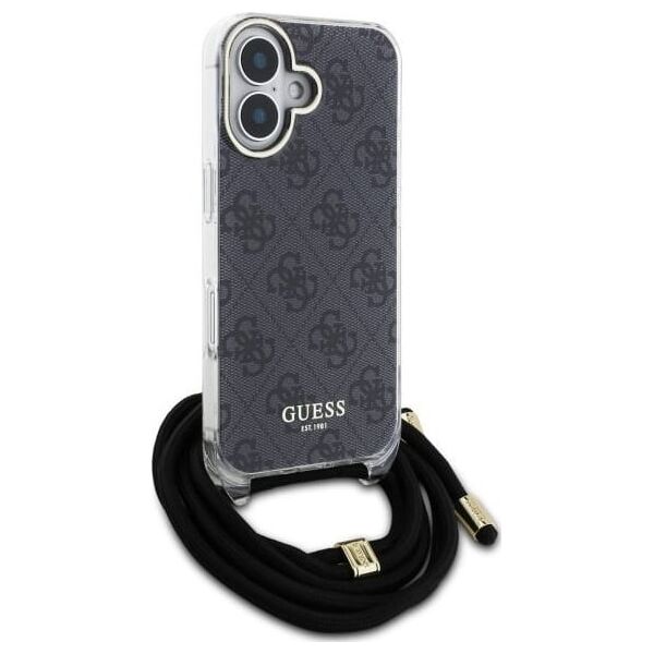 Guess Guess GUHCP16SHC4SEK iPhone 16 6.1"       czarny/black hardcase Crossbody Cord 4G Print