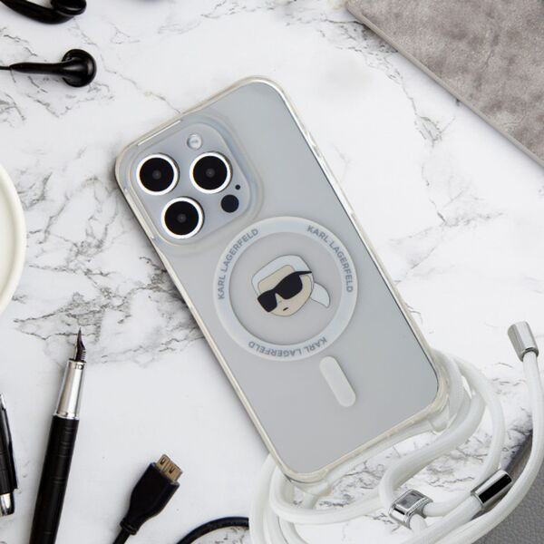 Karl Lagerfeld Karl Lagerfeld KLHMP16XHCKHNT iPhone 16   Pro Max 6.9" hardcase transparent Crossbody IML Karl Head Magsafe