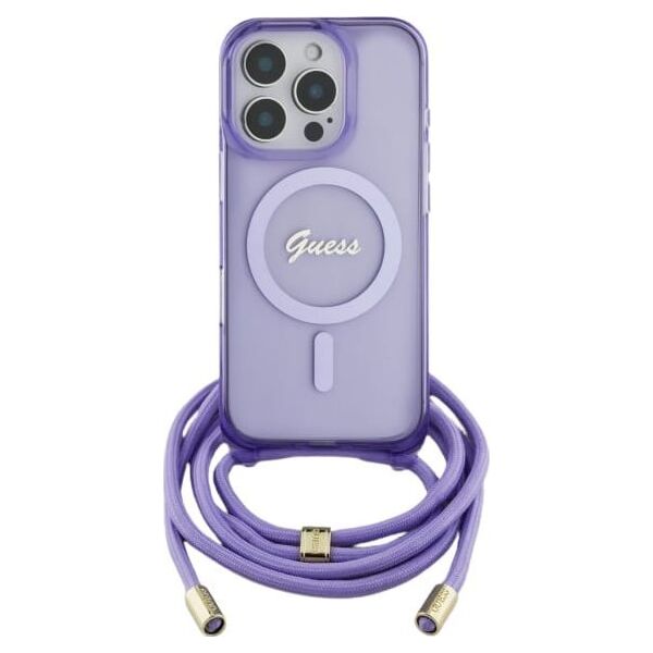 Guess Guess GUHMP16SHCTSGNSU iPhone 16 6.1"     fioletowy/purple hardcase Crossbody Cord Script MagSafe