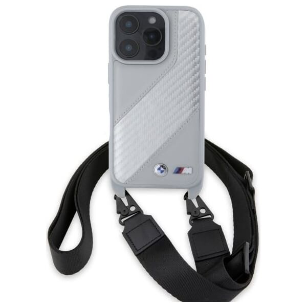 BMW BMW BMHCP16L23PSCCG iPhone 16 Pro 6.3"    szary/grey hardcase M Edition Carbon Stripe & Strap