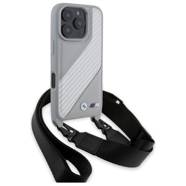BMW BMW BMHCP16L23PSCCG iPhone 16 Pro 6.3"    szary/grey hardcase M Edition Carbon Stripe & Strap