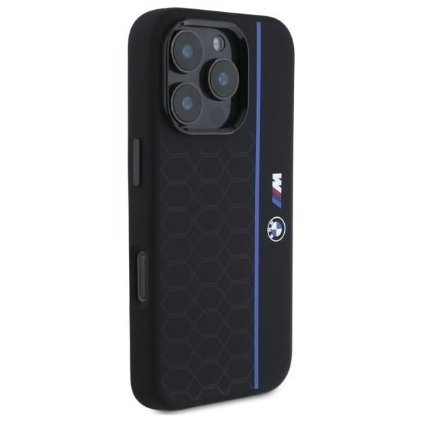 BMW BMW BMHMP16L23SHEB iPhone 16 Pro 6.3"     czarny/black hardcase Silicone Hexagon Blue Line MagSafe