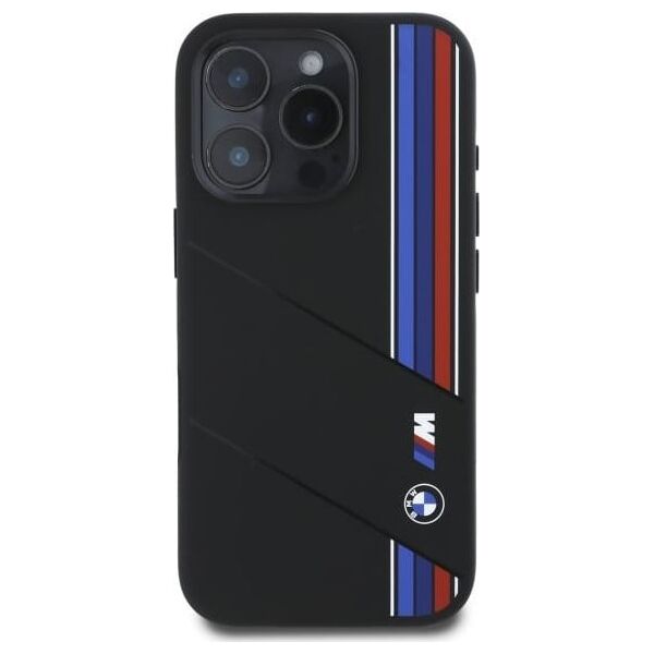 BMW BMW BMHMP16X23SCUK iPhone 16 Pro Max      6.9" czarny/black hardcase Silicone Cut Tricolor Lines MagSafe
