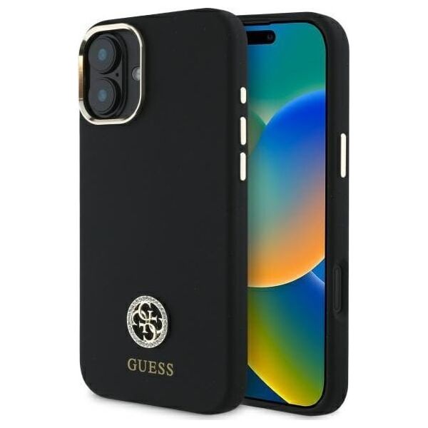 Guess Guess GUHCP16SM4DGPK iPhone 16 6.1"       czarny/black hardcase Silicone Logo Strass 4G