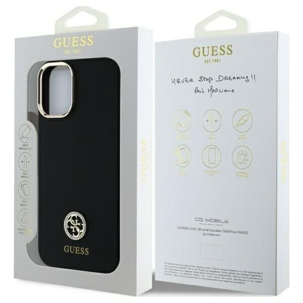 Guess Guess GUHCP16SM4DGPK iPhone 16 6.1"       czarny/black hardcase Silicone Logo Strass 4G