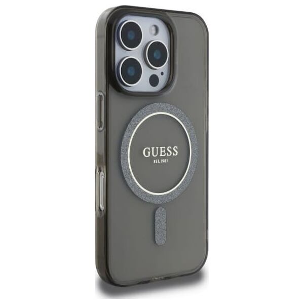 Guess Guess GUHMP16LHFGEREK iPhone 16 Pro 6.3"  czarny/black hardcase IML Glitter Circle MagSafe
