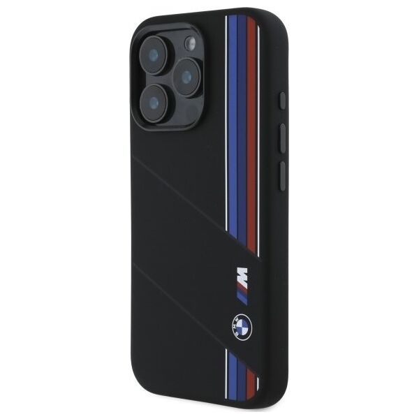 BMW BMW BMHMP16L23SCUK iPhone 16 Pro 6.3"     czarny/black hardcase Silicone Cut Tricolor Lines MagSafe