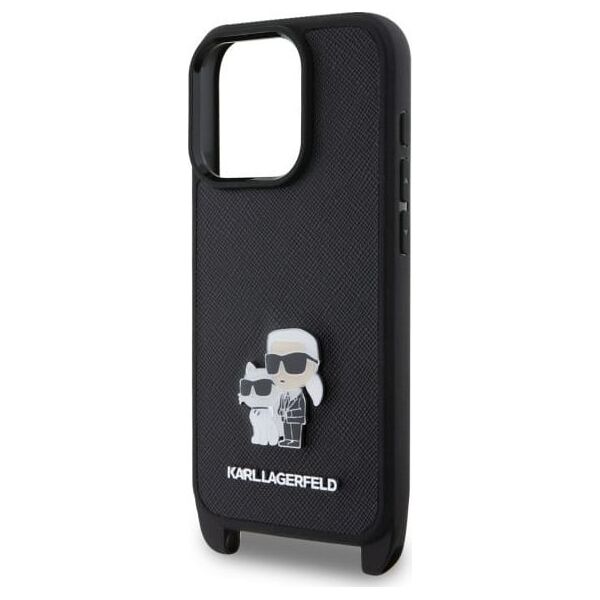Karl Lagerfeld Karl Lagerfeld KLHCP16LSAKCPBK iPhone 16  Pro 6.3" czarny/black hardcase Saffiano Karl&Choupette Metal Pin CBDY Strap
