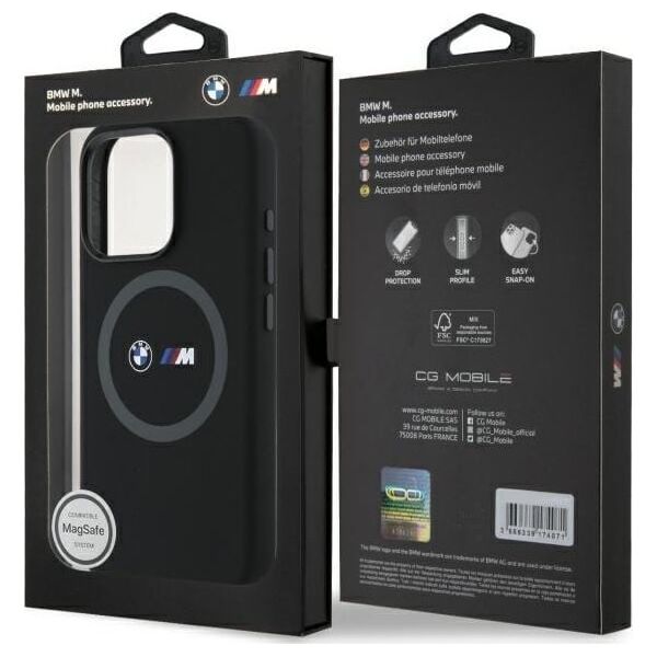 BMW BMW BMHMP16L23SROK iPhone 16 Pro 6.3"     czarny/black hardcase M Silicone Printed Ring MagSafe