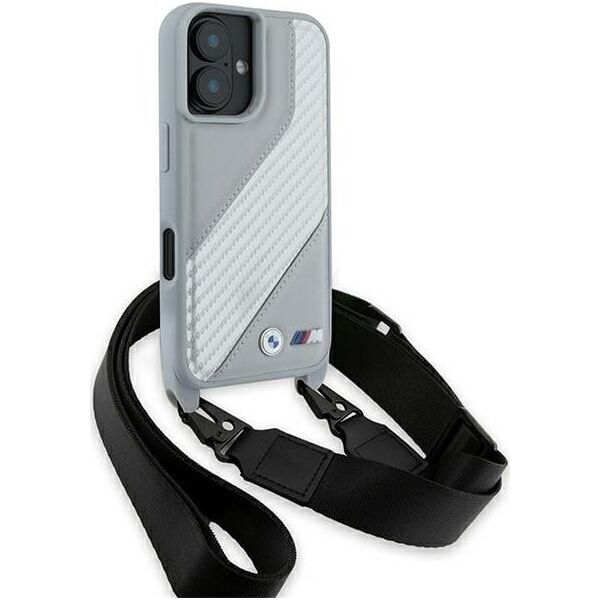 BMW BMW BMHCP16S23PSCCG iPhone 16 6.1"        szary/grey hardcase M Edition Carbon Stripe & Strap