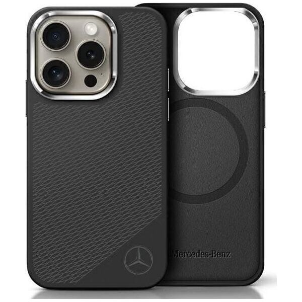 Mercedes Mercedes MEHMP16X23SUGDK iPhone 16 Pro    Max 6.9" czarny/black hardcase Silicone Tonal Logo Wood Pattern MagSafe