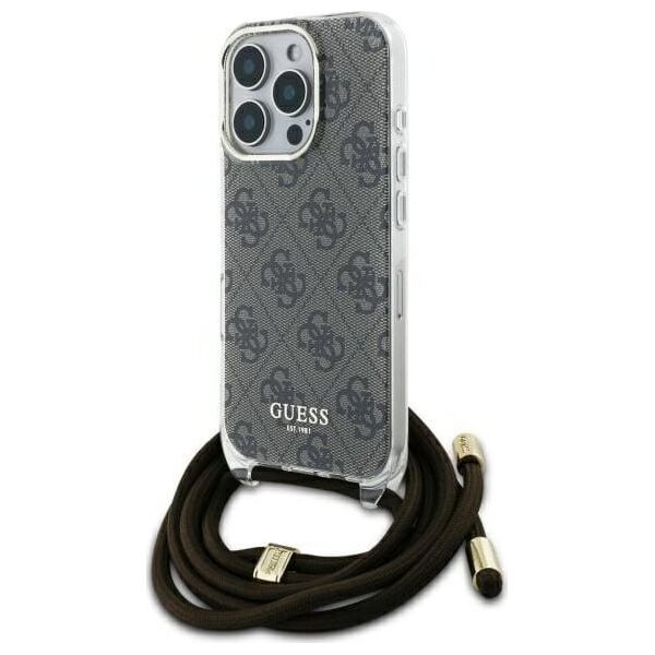 Guess Guess GUHCP16LHC4SEW iPhone 16 Pro 6.3"   brązowy/brown hardcase Crossbody Cord 4G Print