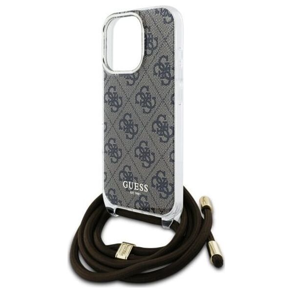 Guess Guess GUHCP16LHC4SEW iPhone 16 Pro 6.3"   brązowy/brown hardcase Crossbody Cord 4G Print