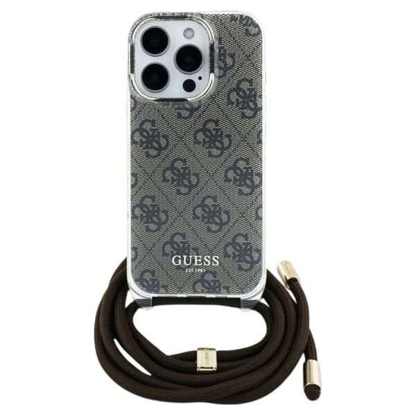 Guess Guess GUHCP16LHC4SEW iPhone 16 Pro 6.3"   brązowy/brown hardcase Crossbody Cord 4G Print