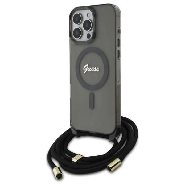 Guess Guess GUHMP16LHCTSGNSK iPhone 16 Pro      6.3" czarny/black hardcase Crossbody Cord Script MagSafe