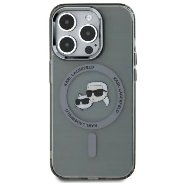 Karl Lagerfeld Karl Lagerfeld KLHMP15LHLSKCK iPhone 15 Pro 6.1" black/black hardcase IML Metal Karl&Choupette Head MagSafe