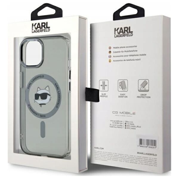 Karl Lagerfeld Karl Lagerfeld KLHMP15SHLSCHK iPhone 15 6.1" black/black hardcase IML Metal Choupette Head MagSafe