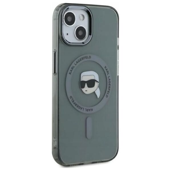 Karl Lagerfeld Karl Lagerfeld KLHMP15SHLSKIK iPhone 15 6.1" black/black hardcase IML Metal Karl Head MagSafe