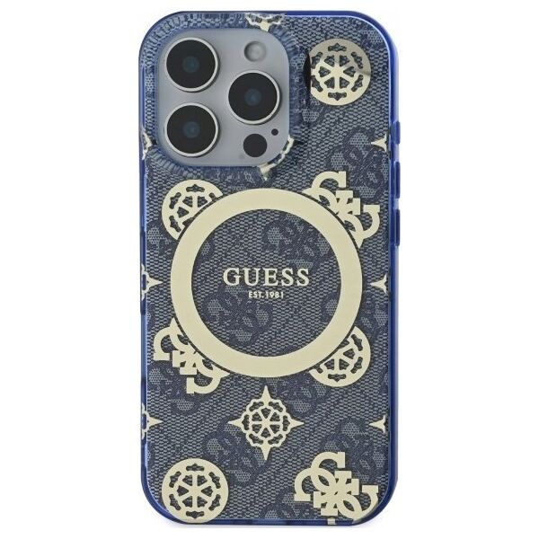 Guess Guess GUHMP16XH4PYEEB iPhone 16 Pro Max 6.9" blue/blue hardcase IML Peony On 4G Background MagSafe