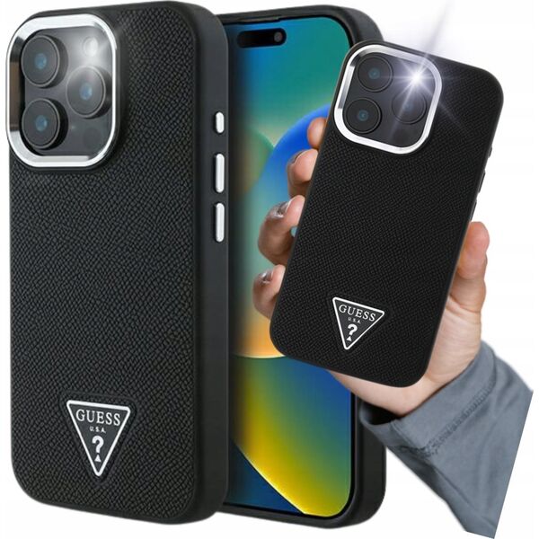 Guess Guess GUHMP16XPGTSPSK iPhone 16 Pro Max 6.3" black/black hardcase Grained Triangle MagSafe