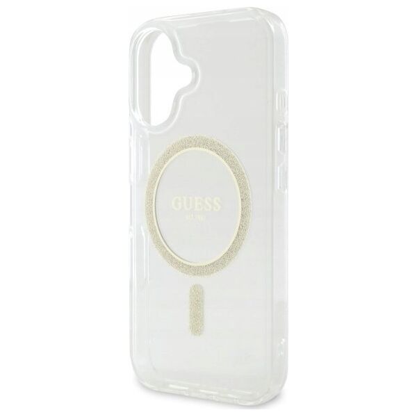 Guess Guess GUHMP16MHFGERET iPhone 16 Plus 6.7" transparent hardcase IML Glitter Circle MagSafe