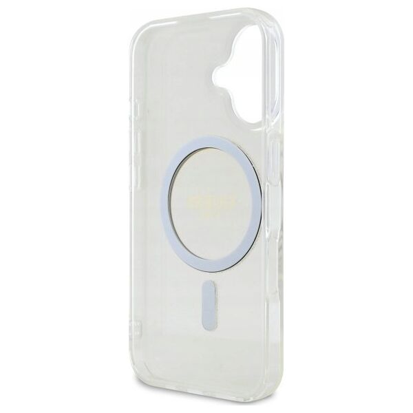 Guess Guess GUHMP16MHFGERET iPhone 16 Plus 6.7" transparent hardcase IML Glitter Circle MagSafe