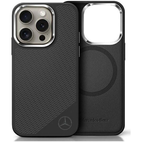 Mercedes Mercedes MEHMP16L23SUGDK iPhone 16 Pro 6.3" black/black hardcase Silicone Tonal Logo Wood Pattern MagSafe