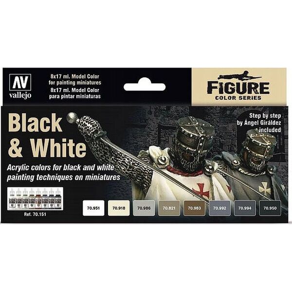 Vallejo Vallejo: 70.151 - Model Color - Figure - Black & White (8 x 18 ml)