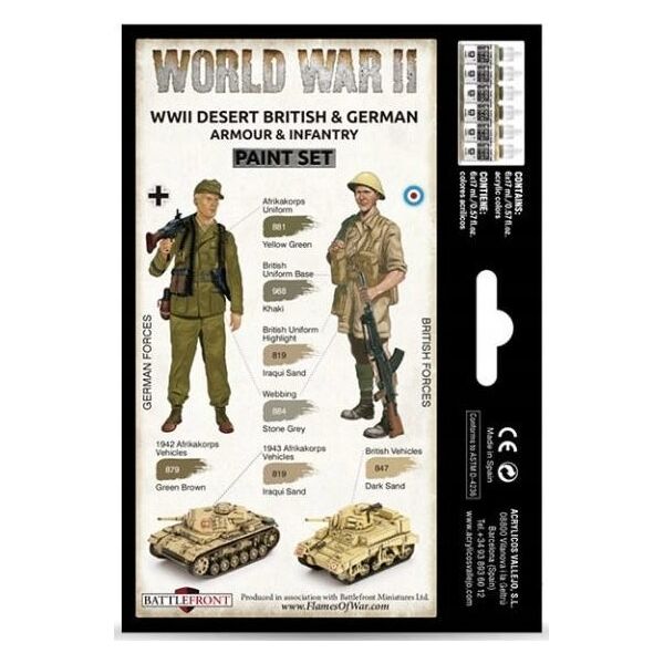 Vallejo Vallejo: 70.208 - Model Color - WWII Desert British & German Armour & Infantry (6 x 18 ml)