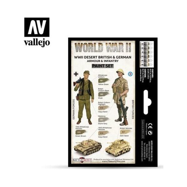 Vallejo Vallejo: 70.208 - Model Color - WWII Desert British & German Armour & Infantry (6 x 18 ml)