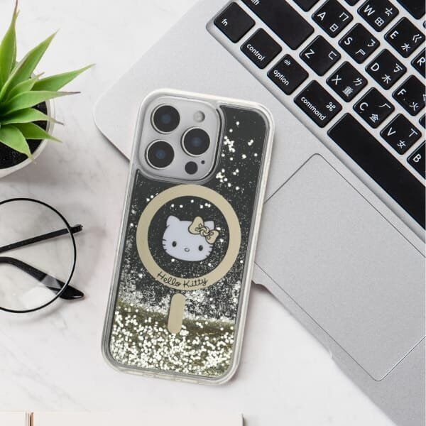 HelloKitty Hello Kitty HKHMP16LLGDIH iPhone 16 Pro   6.3" biały złoty/white gold hardcase Liquid Glitter Fever MagSafe