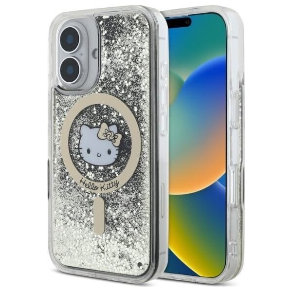 HelloKitty Hello Kitty HKHMP16SLGDIK iPhone 16 6.1"  czarny złoty/black gold hardcase Liquid Glitter Fever MagSafe