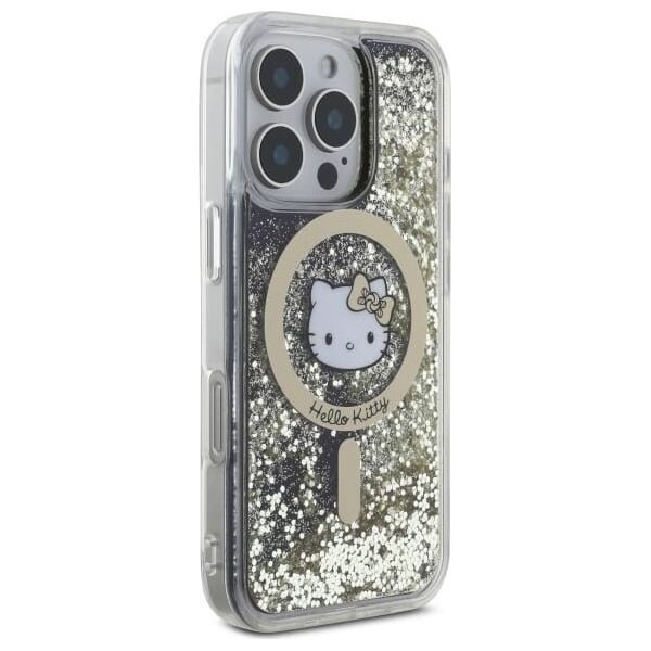HelloKitty Hello Kitty HKHMP16LLGDIK iPhone 16 Pro   6.3" czarny złoty/black gold hardcase Liquid Glitter Fever MagSafe