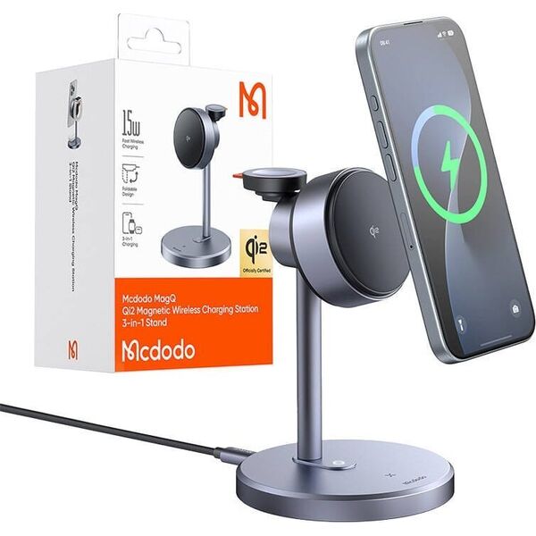Ładowarka Mcdodo Ładowarka bezprzewodowa Mcdodo CH-2462 3w1 15W Qi2 + ładowarka sieciowa 33W