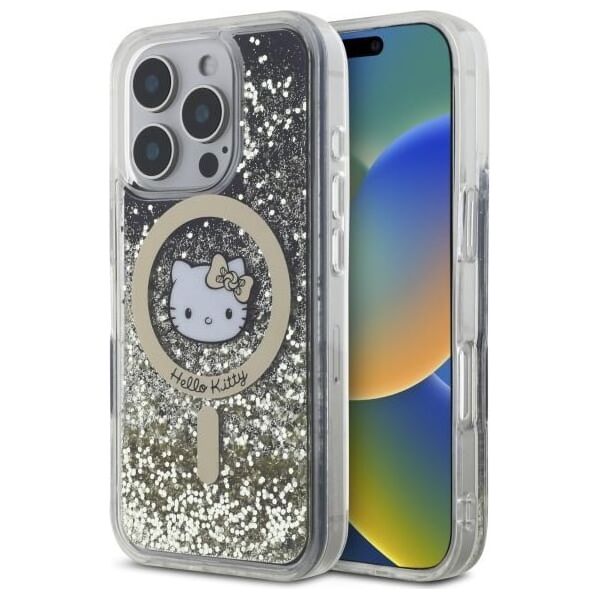 HelloKitty Hello Kitty HKHMP16XLGDIK iPhone 16 Pro   Max 6.9" czarny złoty/black gold hardcase Liquid Glitter Fever MagSafe