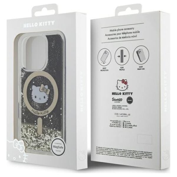 HelloKitty Hello Kitty HKHMP16XLGDIK iPhone 16 Pro   Max 6.9" czarny złoty/black gold hardcase Liquid Glitter Fever MagSafe