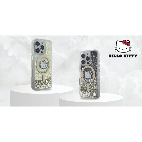 HelloKitty Hello Kitty HKHMP16XLGDIK iPhone 16 Pro   Max 6.9" czarny złoty/black gold hardcase Liquid Glitter Fever MagSafe