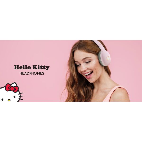 Słuchawki HelloKitty Hello Kitty słuchawki nauszne Bluetooth HKBHA1BKHLMP różowe/pink Metal Logo