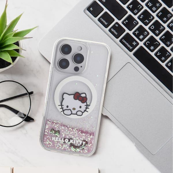 HelloKitty Hello Kitty HKHMP16XLSWKH iPhone 16 Pro   Max 6.9" biały/white hardcase Liquid Glitter Sweet Kitty Bows MagSafe