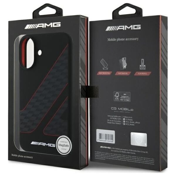 Mercedes AMG AMHMP16S2SCFR iPhone 16 6,1"          czarny/black hardcase Checkered Flag Pattern MagSafe