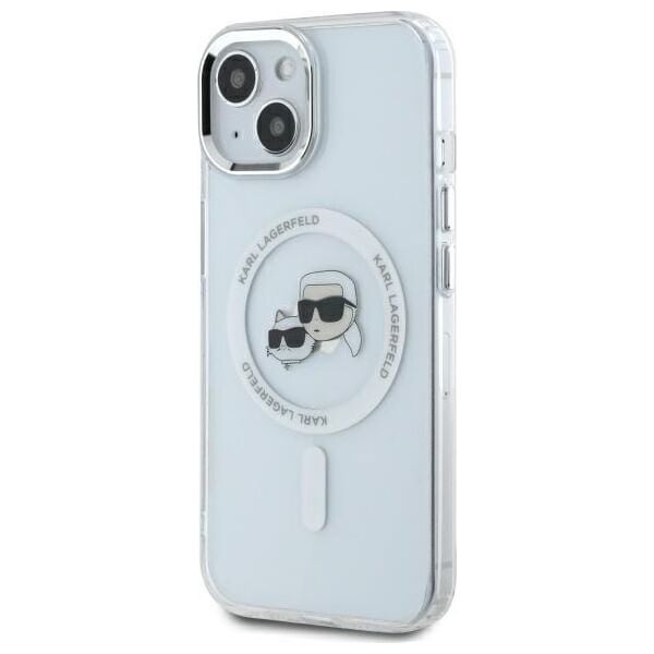 Karl Lagerfeld Karl Lagerfeld KLHMP14SHLSKCH iPhone 14   6.1" biały/white hardcase IML Metal Karl&Choupette Head MagSafe