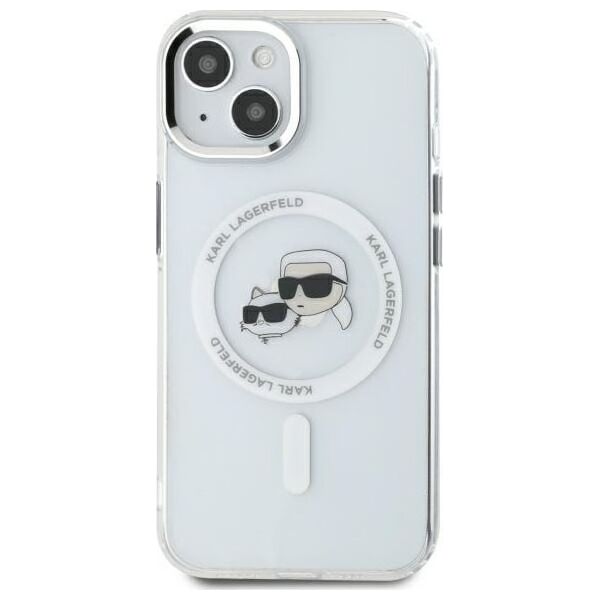 Karl Lagerfeld Karl Lagerfeld KLHMP14SHLSKCH iPhone 14   6.1" biały/white hardcase IML Metal Karl&Choupette Head MagSafe