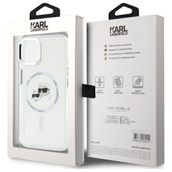 Karl Lagerfeld Karl Lagerfeld KLHMP14SHLSKCH iPhone 14   6.1" biały/white hardcase IML Metal Karl&Choupette Head MagSafe