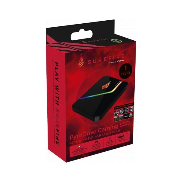 Dysk zewnętrzny SSD Surefire SureFire PyroDrive Gaming SSD 1TB USB Type-C 3.2 Gen 1 (3.1 Gen 1) Czarny