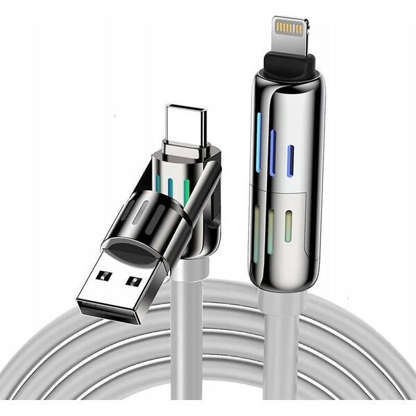Kabel USB Blitzwolf Kabel 4w1 USB-C/USB-A do USB-C/Lightning Blitzwolf BW-HDC6 1.2m 240W RGB (szary)