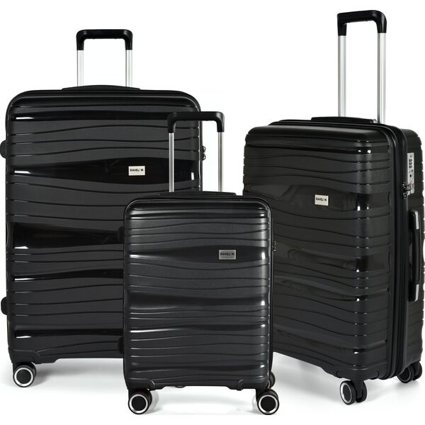 Stickn Kuffertsæt RW Travel Alfrida sort 20”/24”/28” PP-plast med TSA-lås