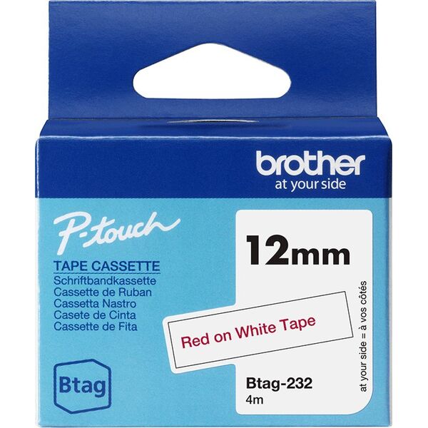 Brother Brother BTAG-232 taśmy do etykietowania Czerwony na białym