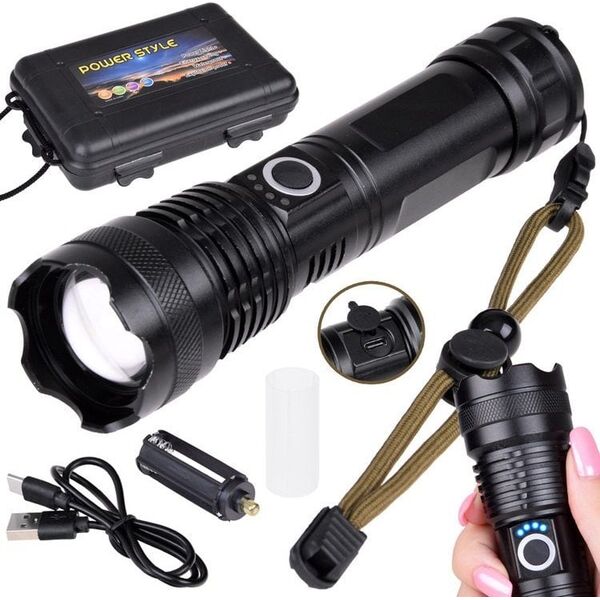 Latarka Jokomisiada Mocna Latarka LED akumulatorowa USB wodoodporna SP0799