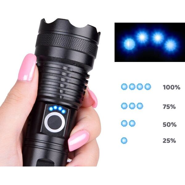 Latarka Jokomisiada Mocna Latarka LED akumulatorowa USB wodoodporna SP0799